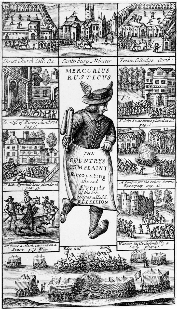 Az 1685-ben megjelent „Mercurius Rusticus: Az ország panasza a késői páratlan lázadás szomorú eseményeiről” címlapja alkotó: William Faithorne