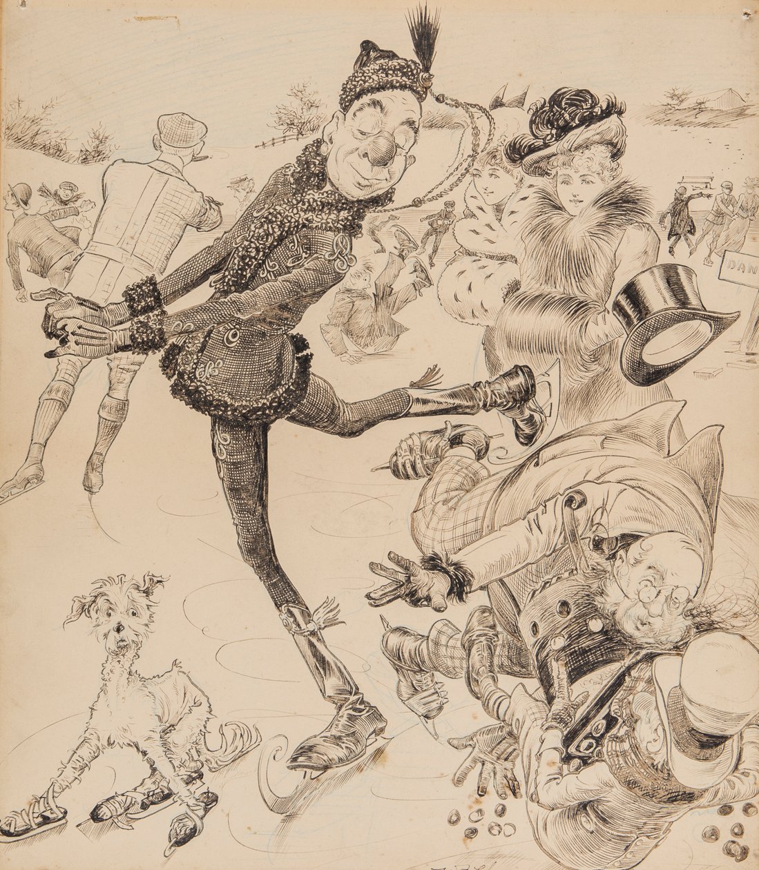 Ally Sloper Skating, 1902 alkotó: William Fletcher Thomas