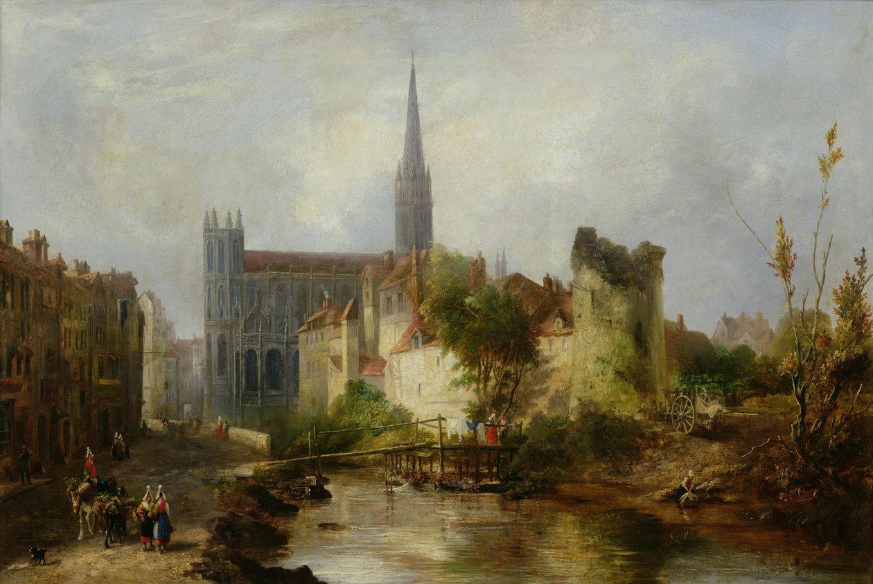 A Szent Péter-templom látképe, Caen, 1841 alkotó: William Fowler