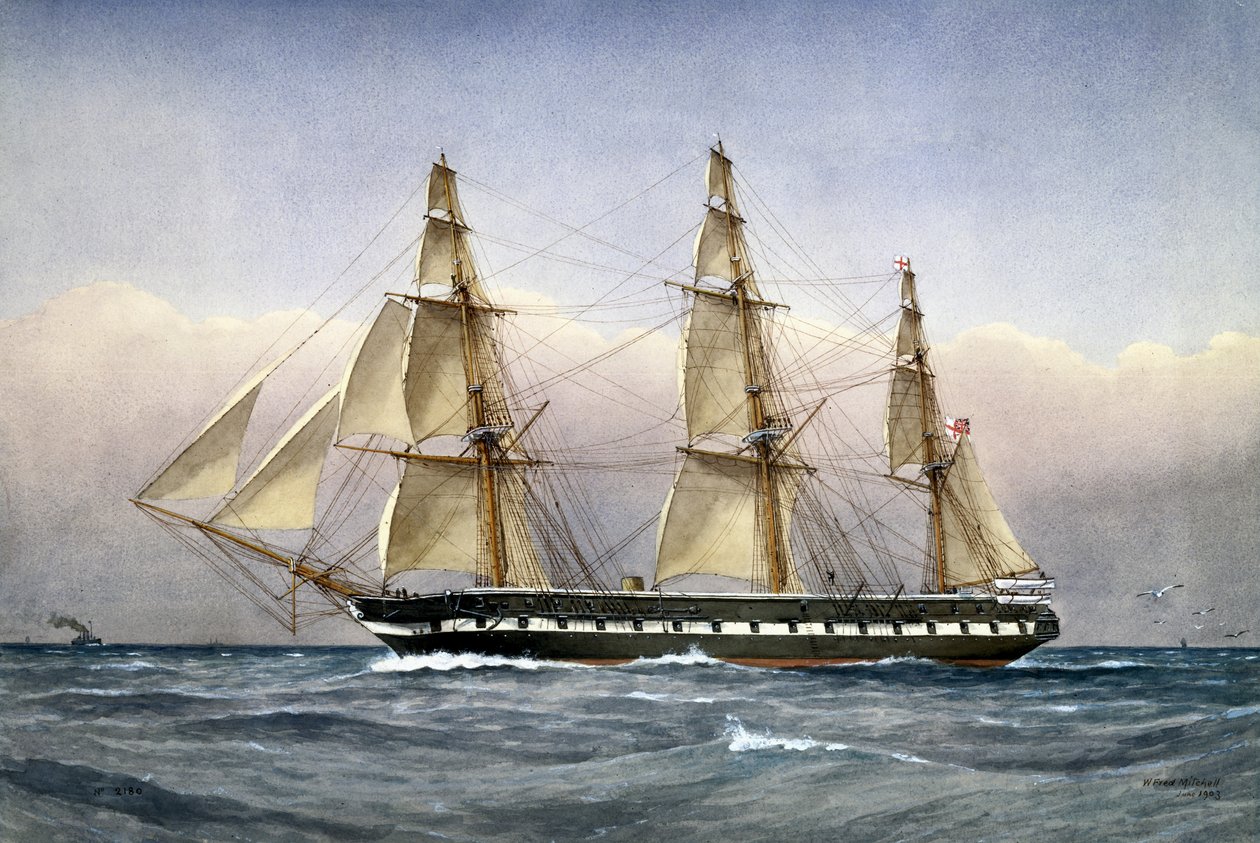 HMS Glasgow a tengeren 1861-ben, 1903-ban (wc papíron) alkotó: William Frederick Mitchell