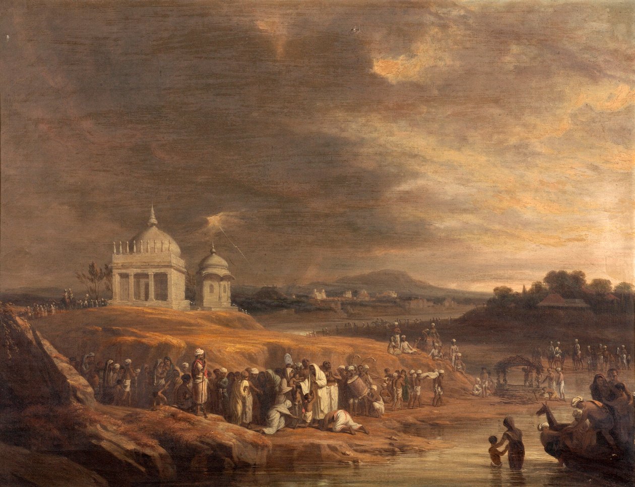 Indiai táj egy temetéssel alkotó: William Frederick Witherington