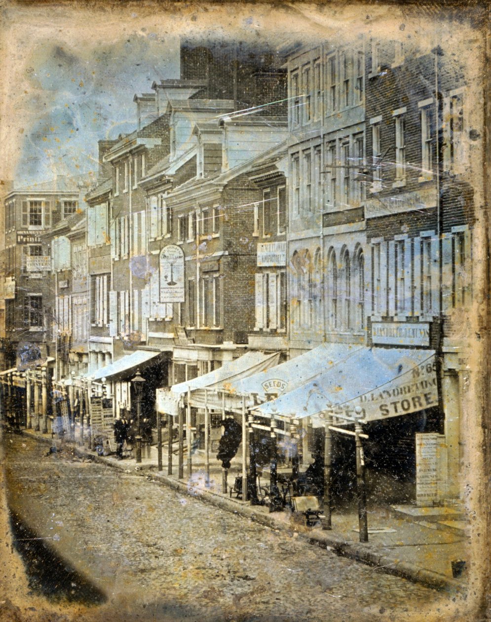 A Chestnut Street északi oldala, a Second Street és a Third Street között, Philadelphia, Pennsylvania, 1843 (dagerrotípia) alkotó: William G. Mason