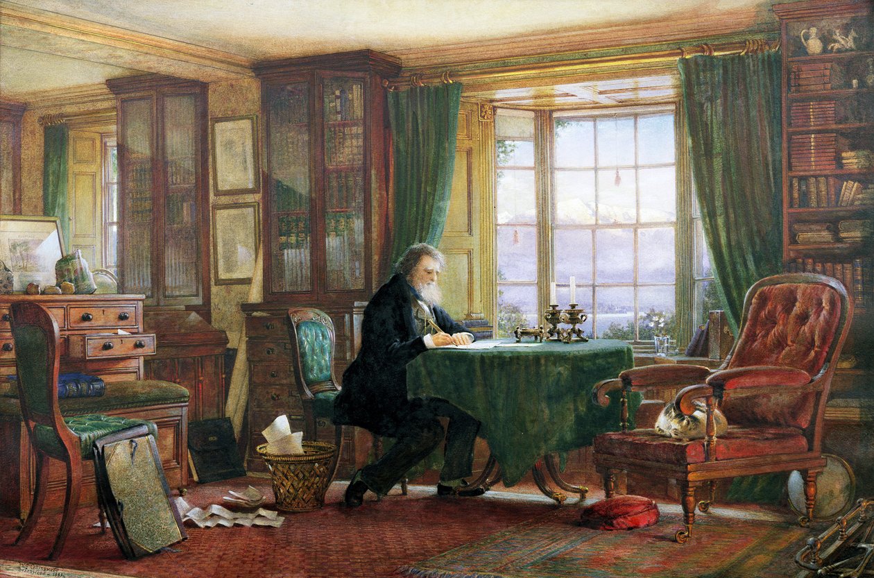 John Ruskin a Brantwoodban, Cumbriában, 1882-ben írt dolgozószobájában (a részleteket lásd: 67851) alkotó: William Gersham Collingwood