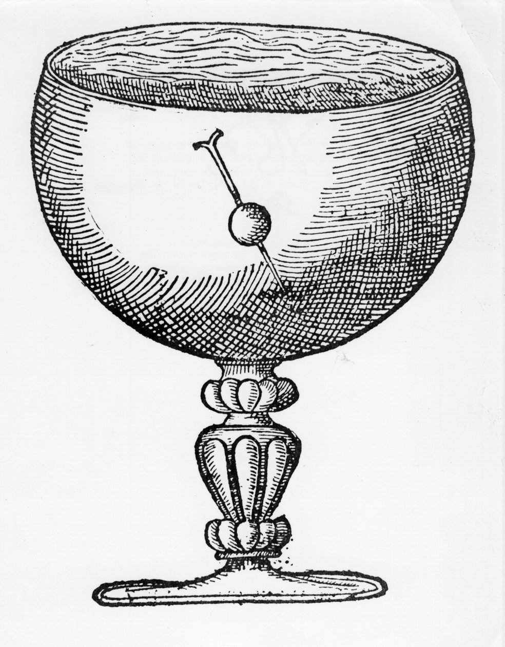 Egy parafagolyón keresztülnyomott, mágneses tű, amely egy pohár vízben lebeg, mutatja a mágneses pólus meredekségét és irányát. William Gilbert De Magnete, London, 1600. alkotó: William Gilbert