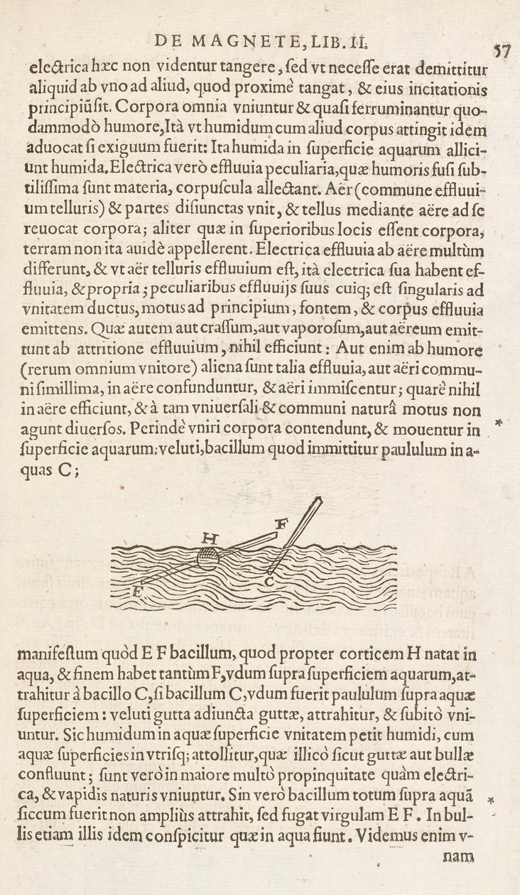 William Gilbert „De Magnete” című művének 57. oldala, London 1600 (nyomtatott) alkotó: William Gilbert