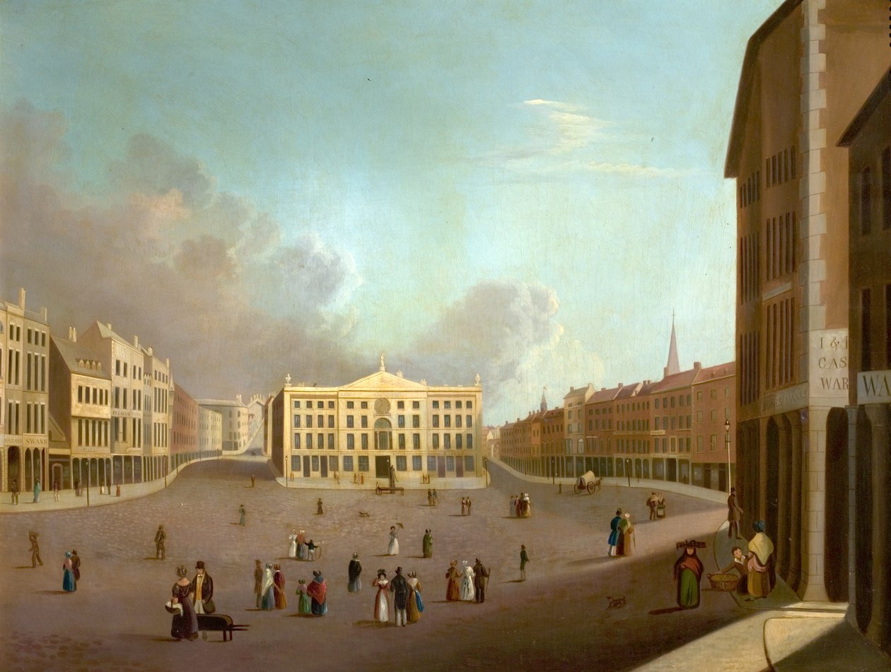 Nottingham piactér, 1827 körül alkotó: William Goodacre