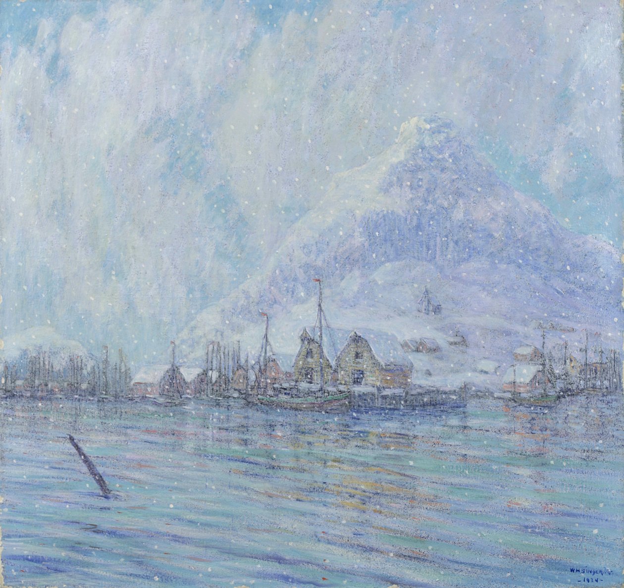 Kikötő télen, 1924 alkotó: William H. Singer