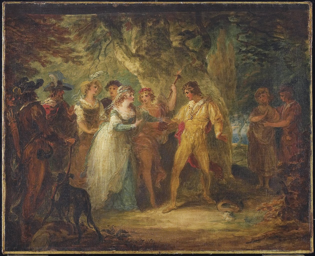 Rosalind és Orlando (V. felvonás, IV. jelenet Shakespeares, ahogy tetszik), 1790 körül alkotó: William Hamilton