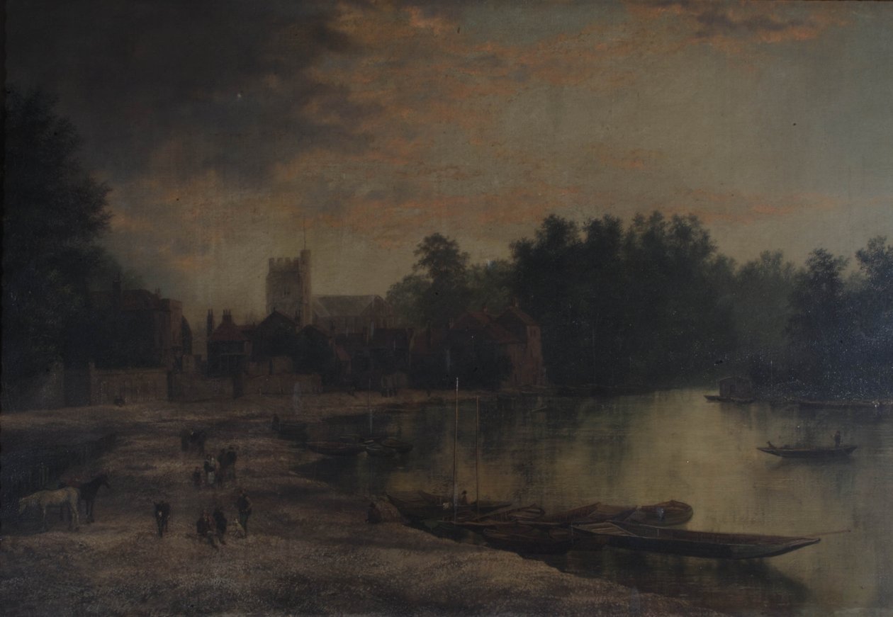 Twickenham plébániatemplom és az angolnapite-sziget, 1821 alkotó: William Hardurcke