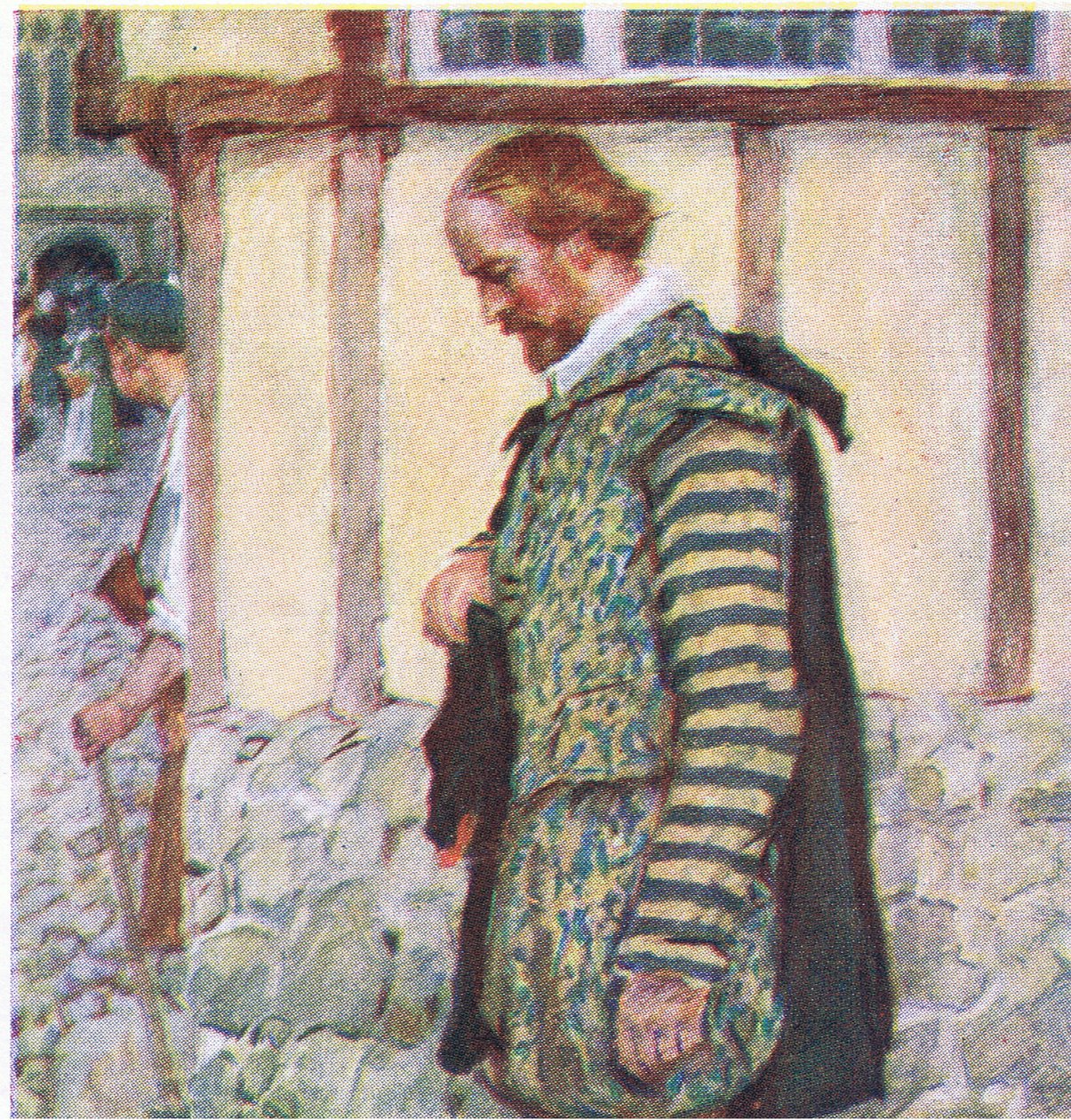 Shakespeare leveszi a kalapját, amikor meghallja egy elhaladó csengő hangját a My Magazine-ból, kocsma.1922 alkotó: William Hatherell