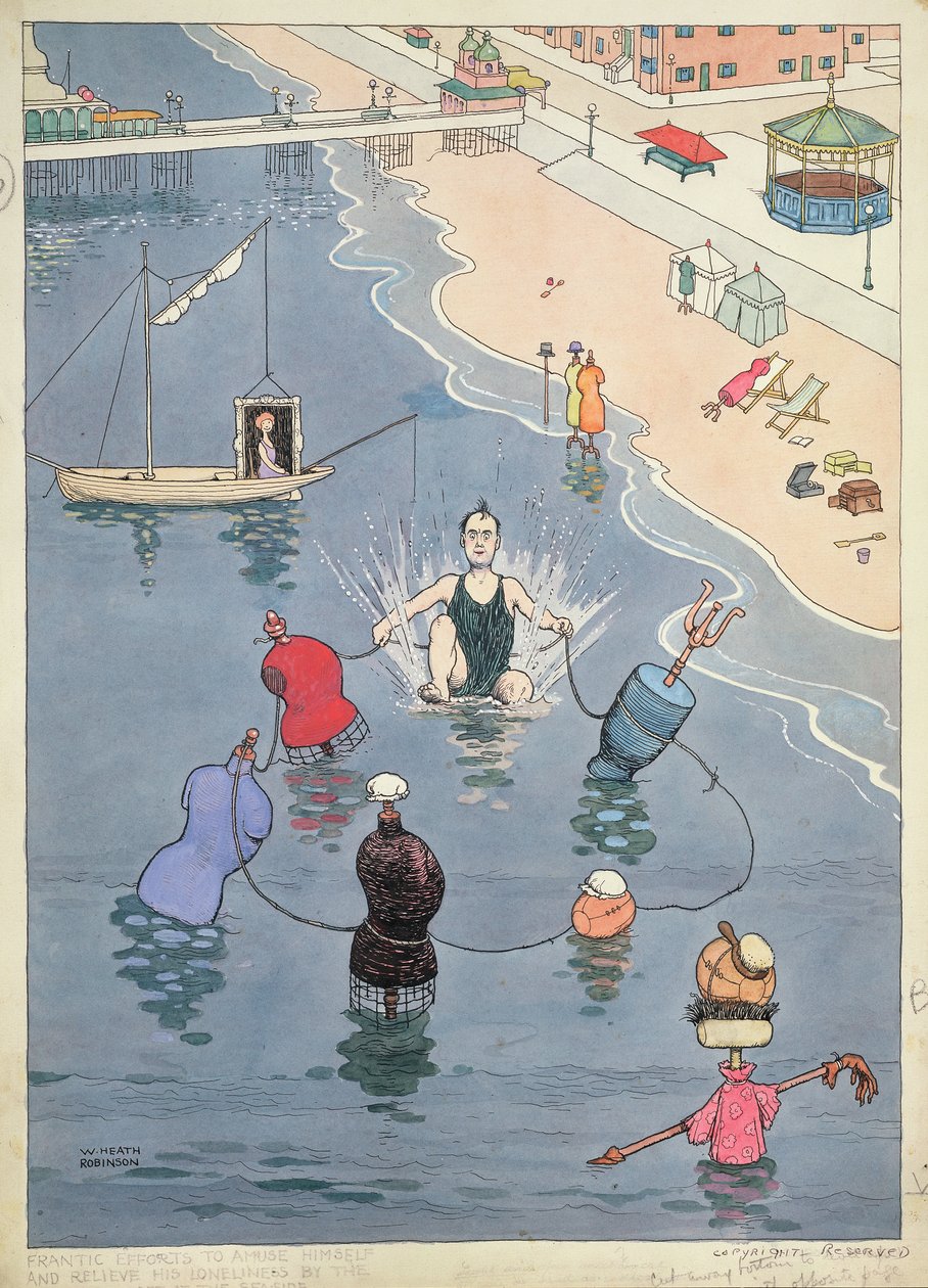 Őrült erőfeszítések szórakoztatására és magányának enyhítésére az utolsó ember által, aki a tenger partján maradt alkotó: William Heath Robinson