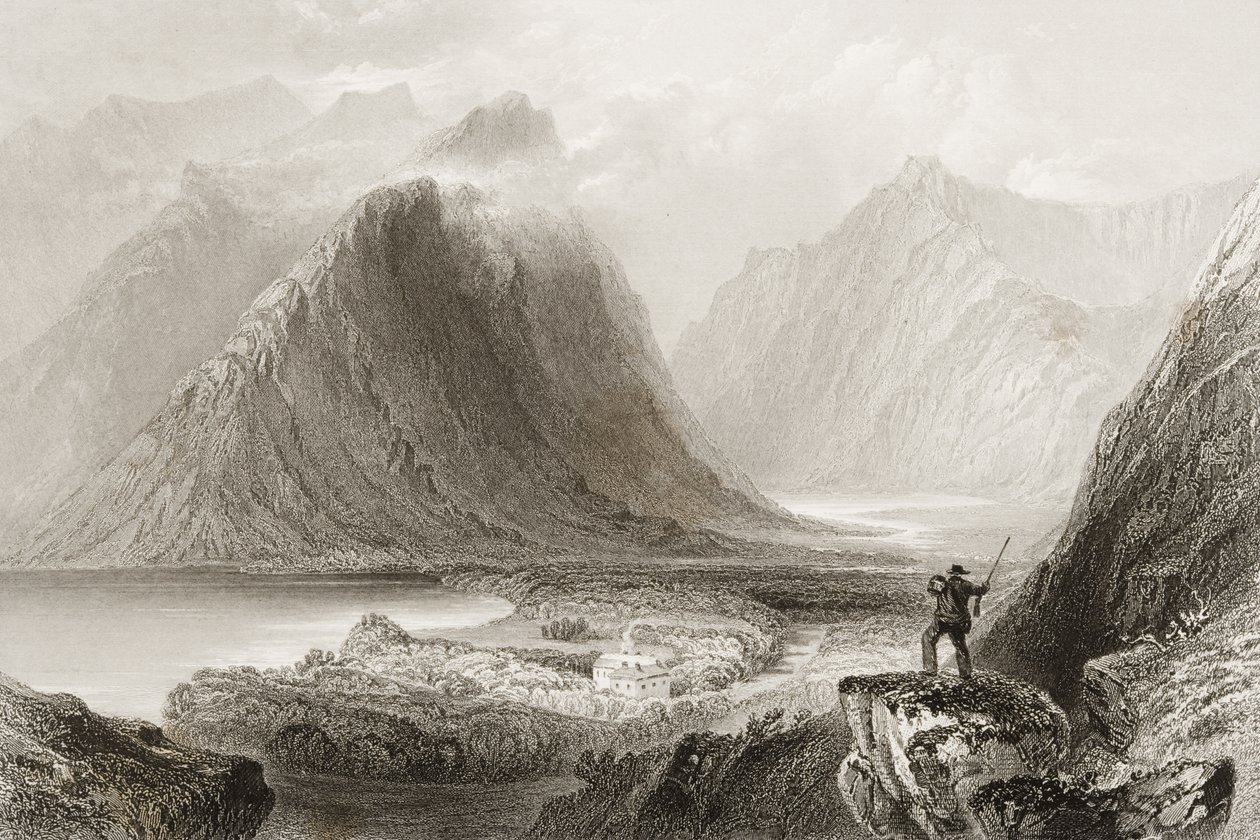 Delphi Lodge, Mayo megye, Írország, George Virtue „Scenery and Antiquities of Ireland” című művéből, 1860-as évek alkotó: William Henry Bartlett