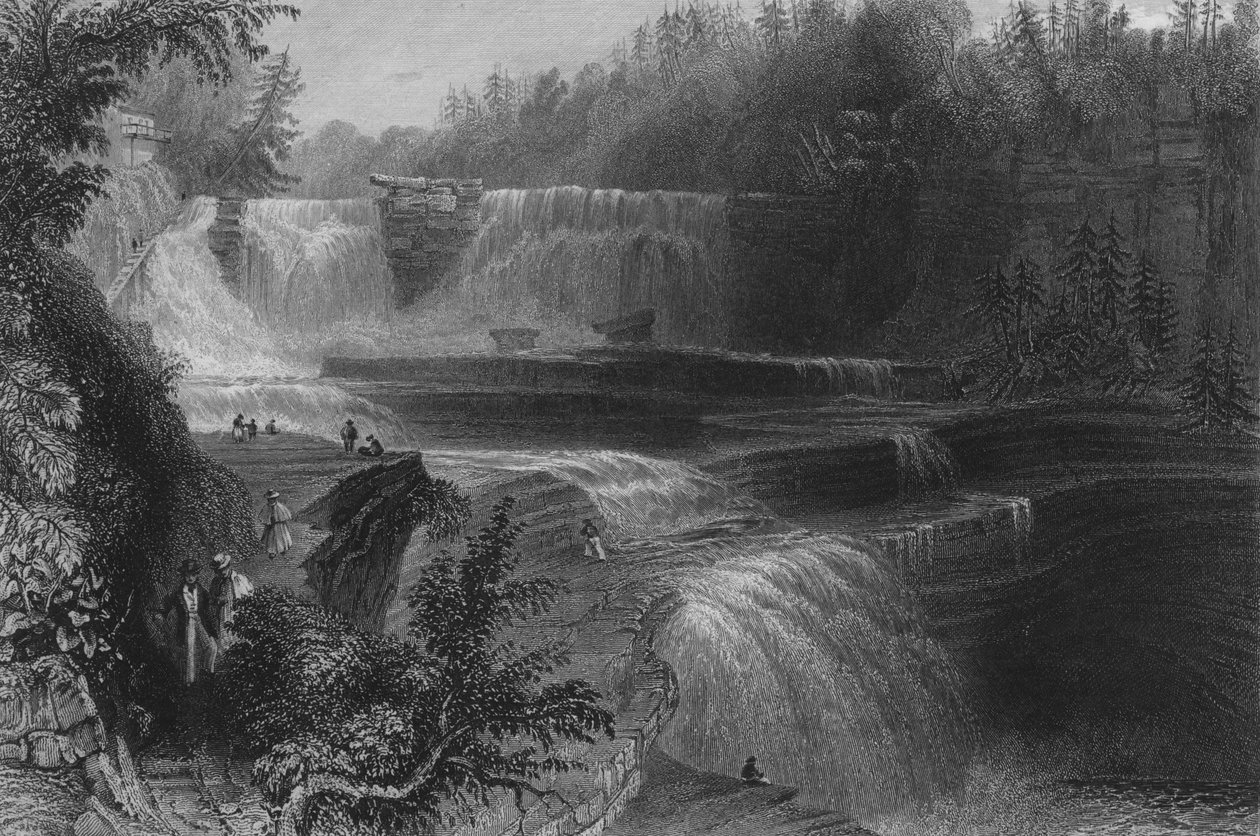 Trenton High Falls, 1838 alkotó: William Henry Bartlett