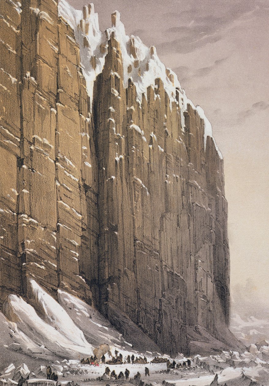 A Bivouac, Cape Seppings, a „Tíz színes nézetből, amelyet Őfelsége Enterprise and Investigator hajóinak sarkvidéki expedíciója során készített Sir James C. Ross kapitány parancsnoksága alatt”, metszett: alkotó: William Henry Browne