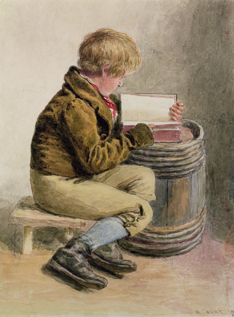 Kisfiú könyvet olvas (wc) alkotó: William Henry Hunt