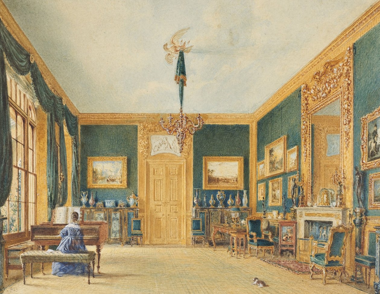 Essex grófjának zöld szalonja Cassioburyben alkotó: William Henry Hunt