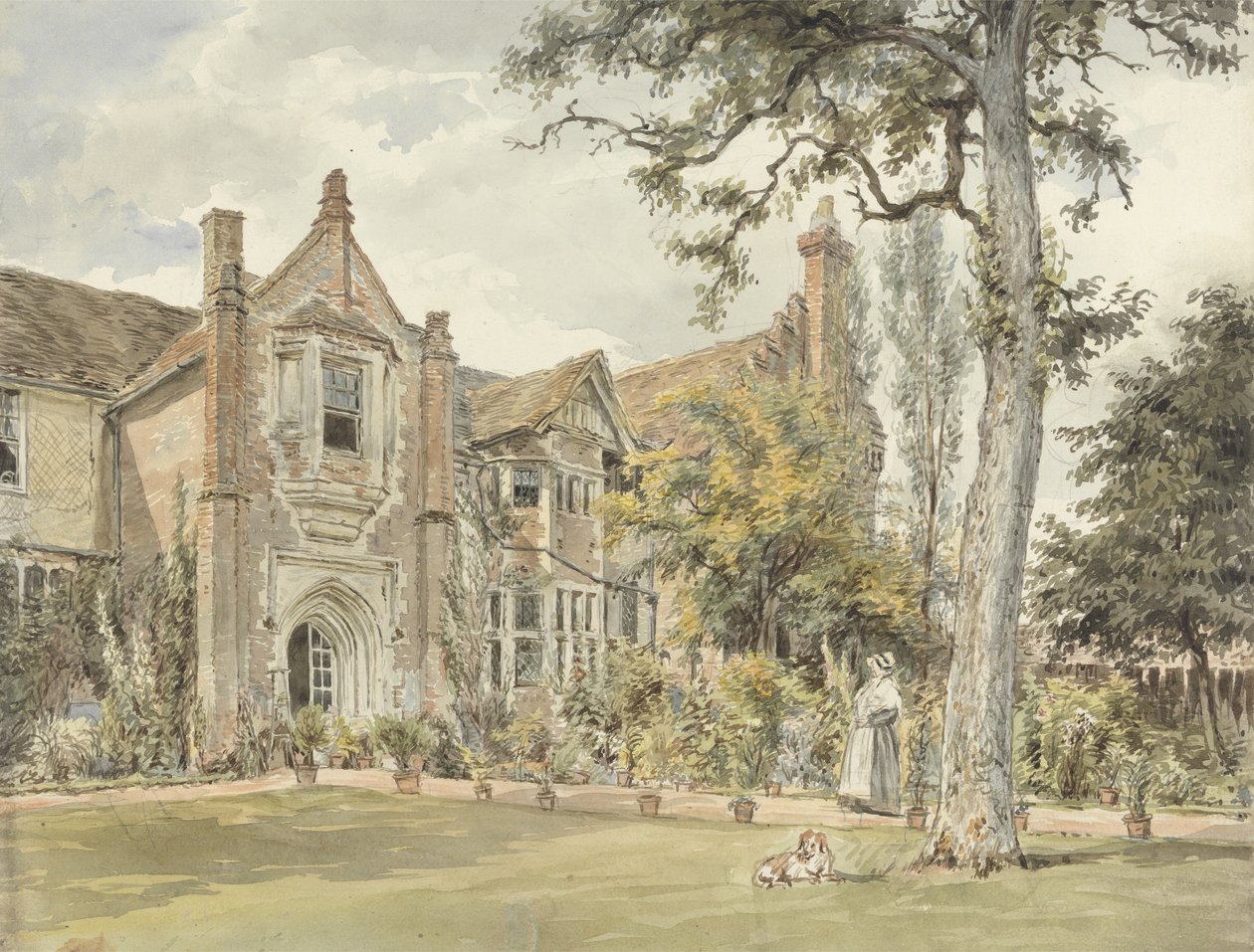 The Lecture House, Watford, 1820 körül (wc grafit fölött, papíron) alkotó: William Henry Hunt
