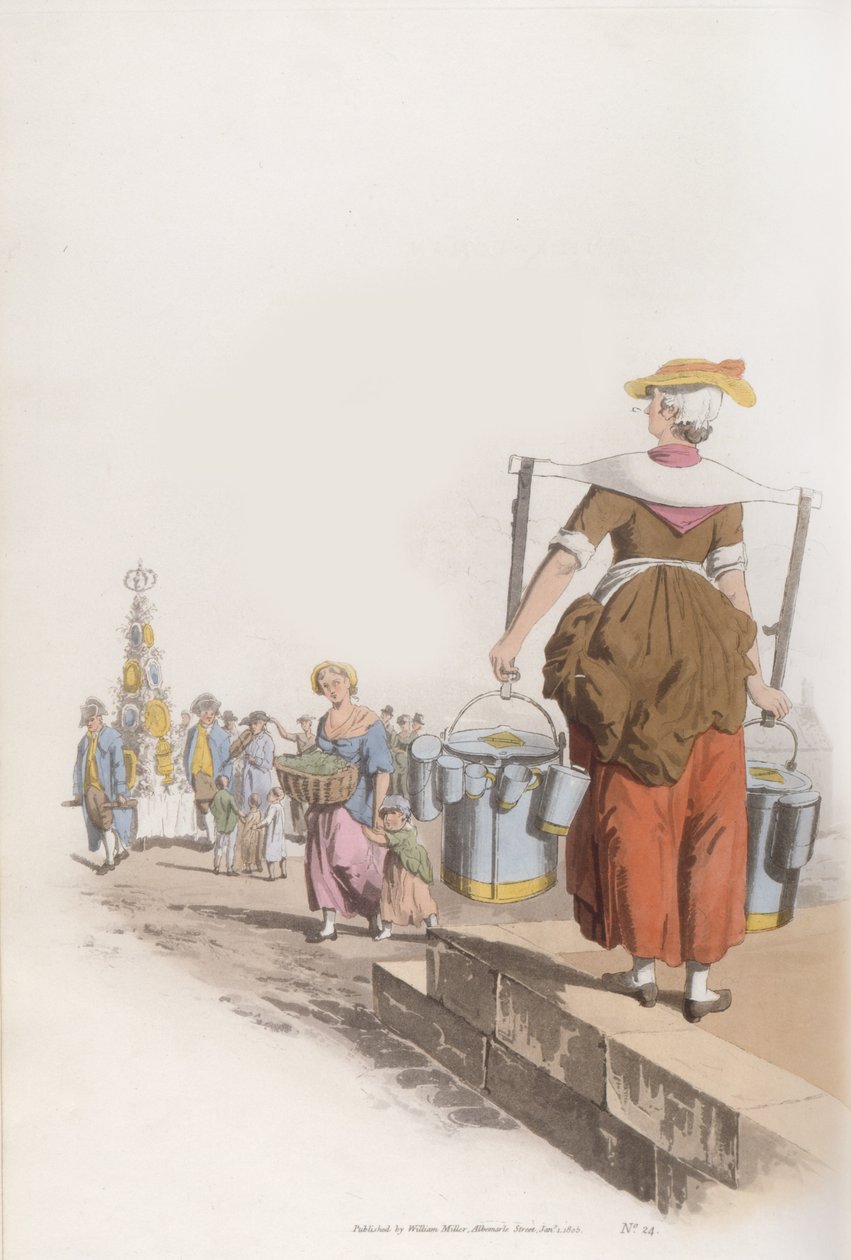 Milk Woman, a Costume of Britain-ből, 1819 körül alkotó: William Henry Pyne