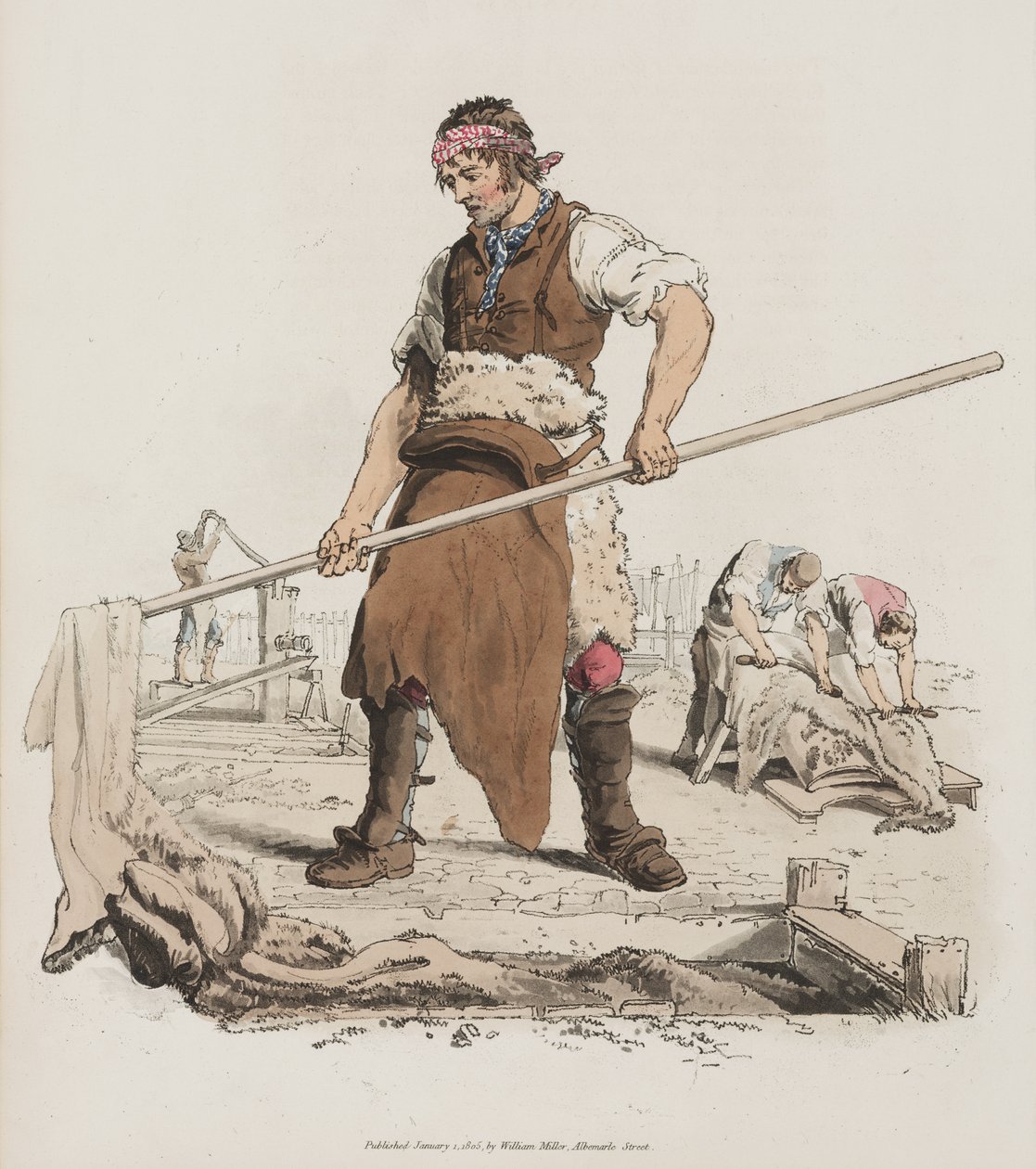 Barnulás, a The Costume of Great Britain-ből, 1805 (kézzel festett akvatinta) alkotó: William Henry Pyne