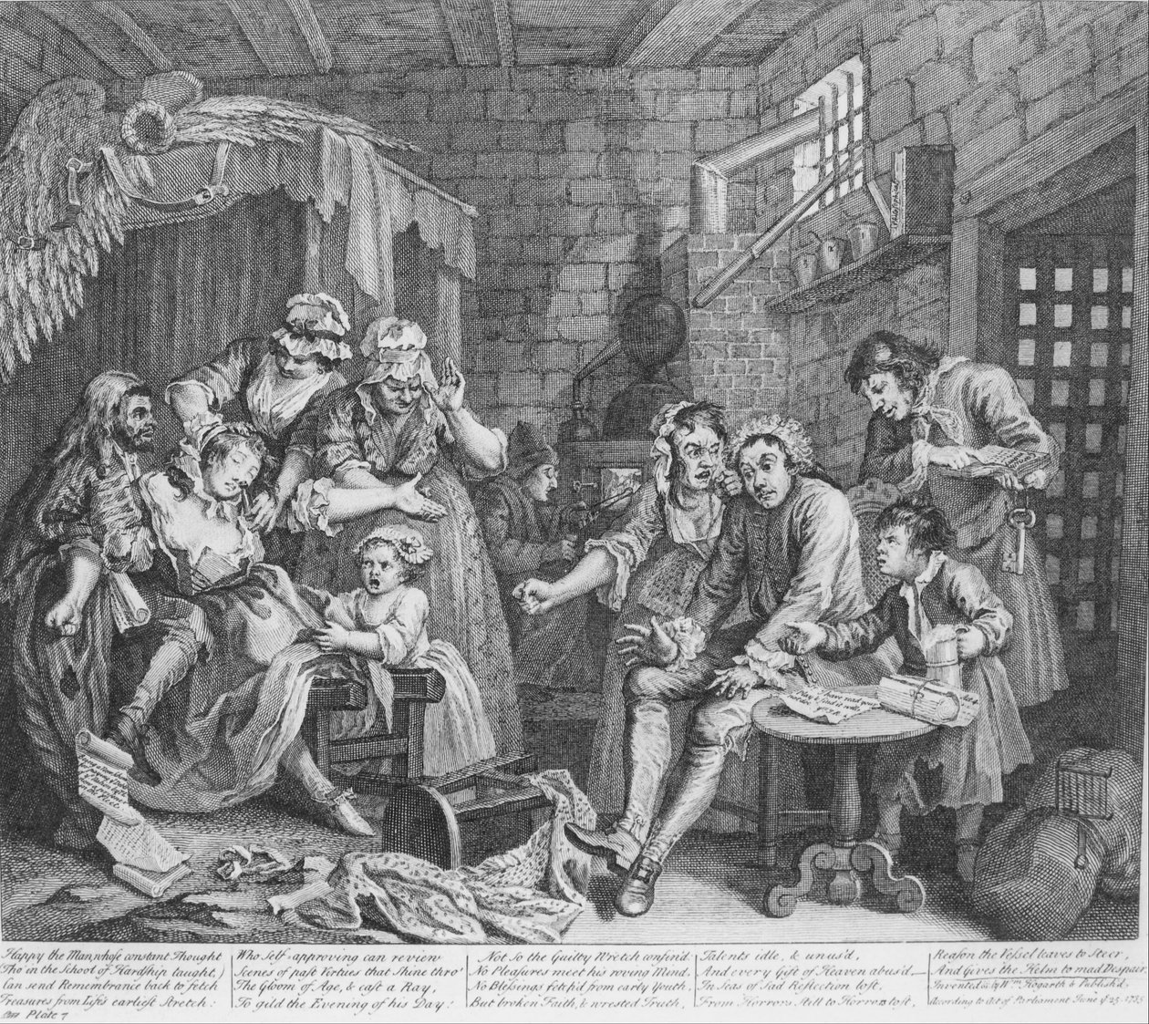 A Rakes Progress, 7. lemez, A börtönjelenet alkotó: William Hogarth