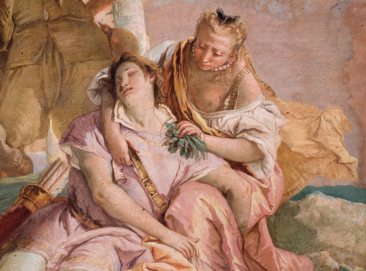 Részlet a megsebesült Medoro segítségére készülő Angelicából, Orlando Furioso szobájából a Palazzinában, 1757 alkotó: William Hogarth