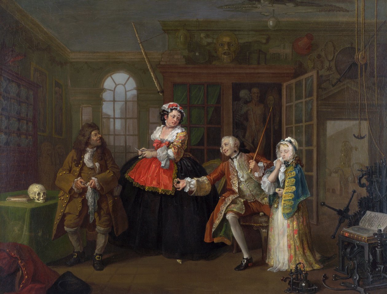 Házasság A-la-Mode 3, Az ellenőrzés alkotó: William Hogarth
