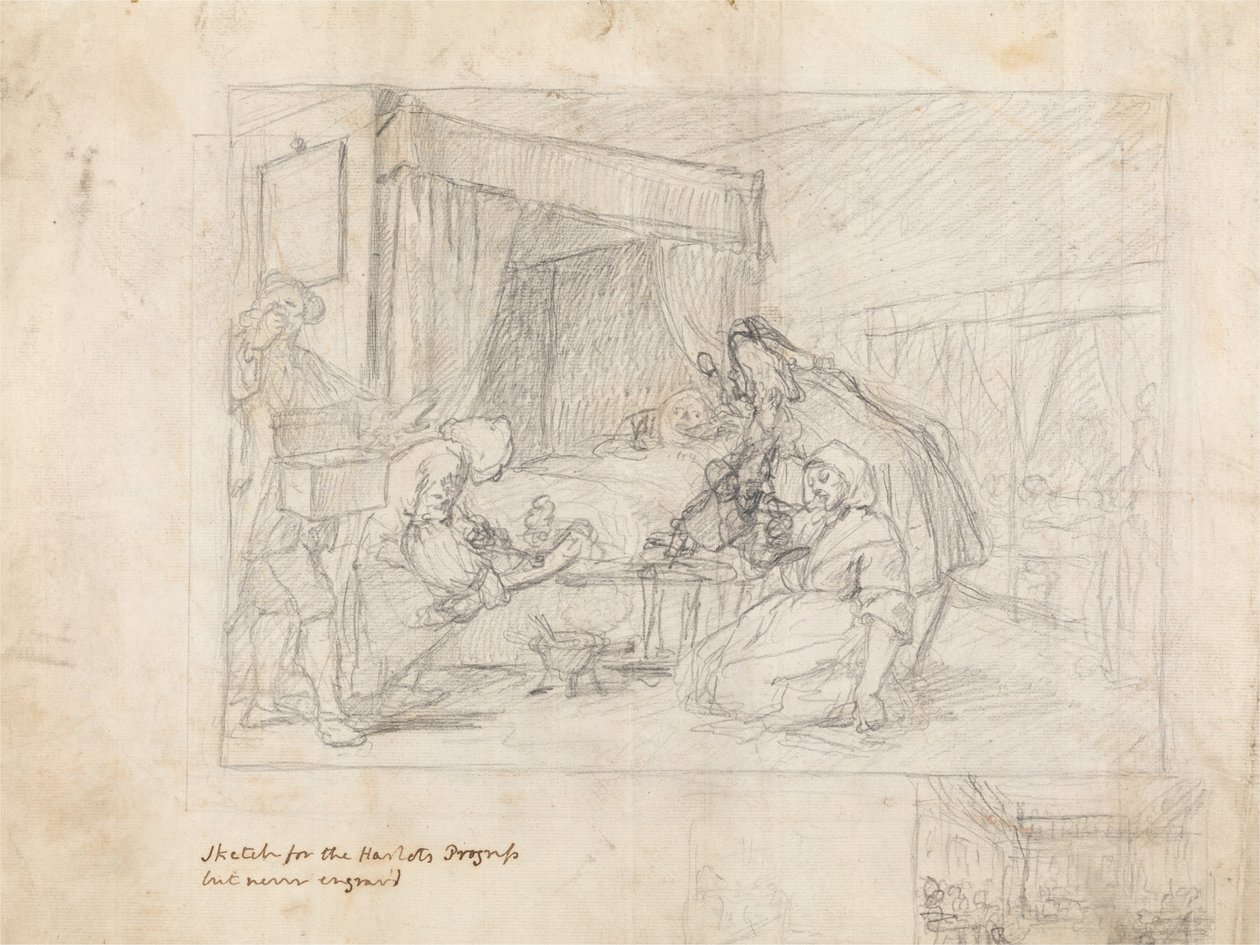 Műveleti jelenet egy kórházban, mellékvázlatokkal a jobb alsó sarokban alkotó: William Hogarth
