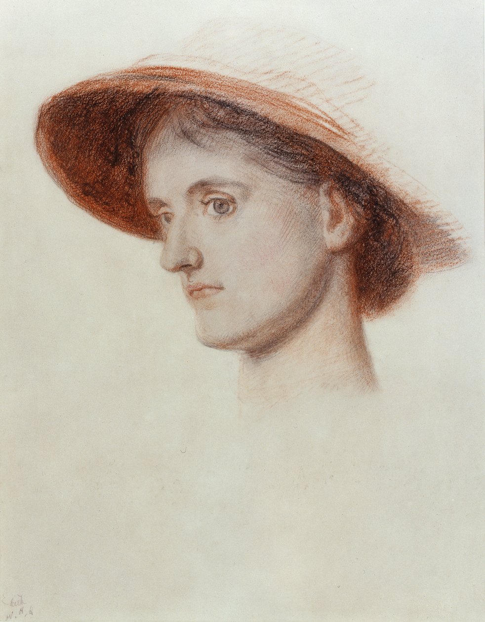 Tanulmány a művészekről Edith felesége (színes kréták papíron) alkotó: William Holman Hunt