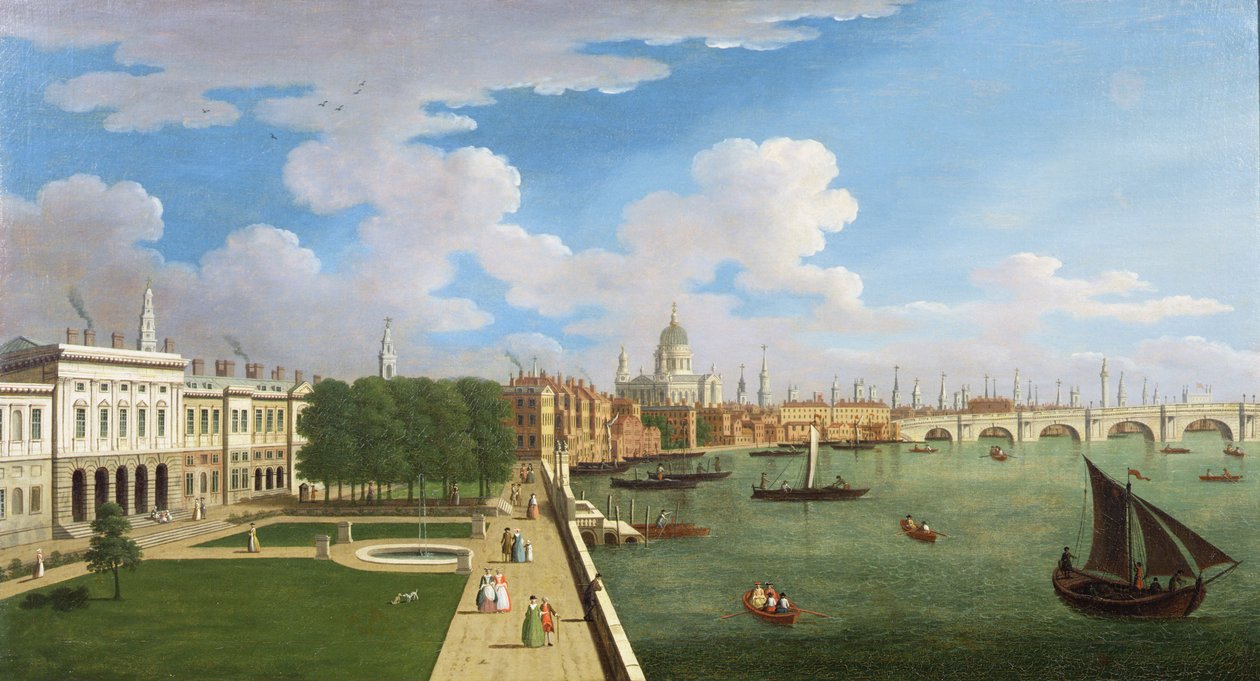 Panorámás kilátás a Temzére a Szent Pál templommal alkotó: William James