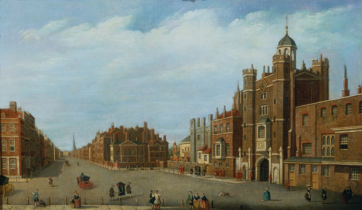 Kilátás a St. James palotára és a Pall Mall bevásárlóközpontra, 1770 körül alkotó: William James