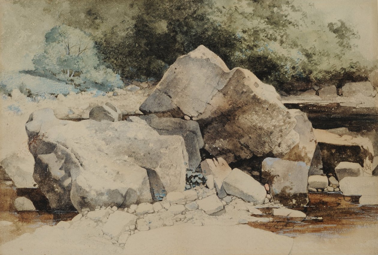 Sziklák a hegyi patakban, 1840-58 (wc papíron) alkotó: William James Blacklock