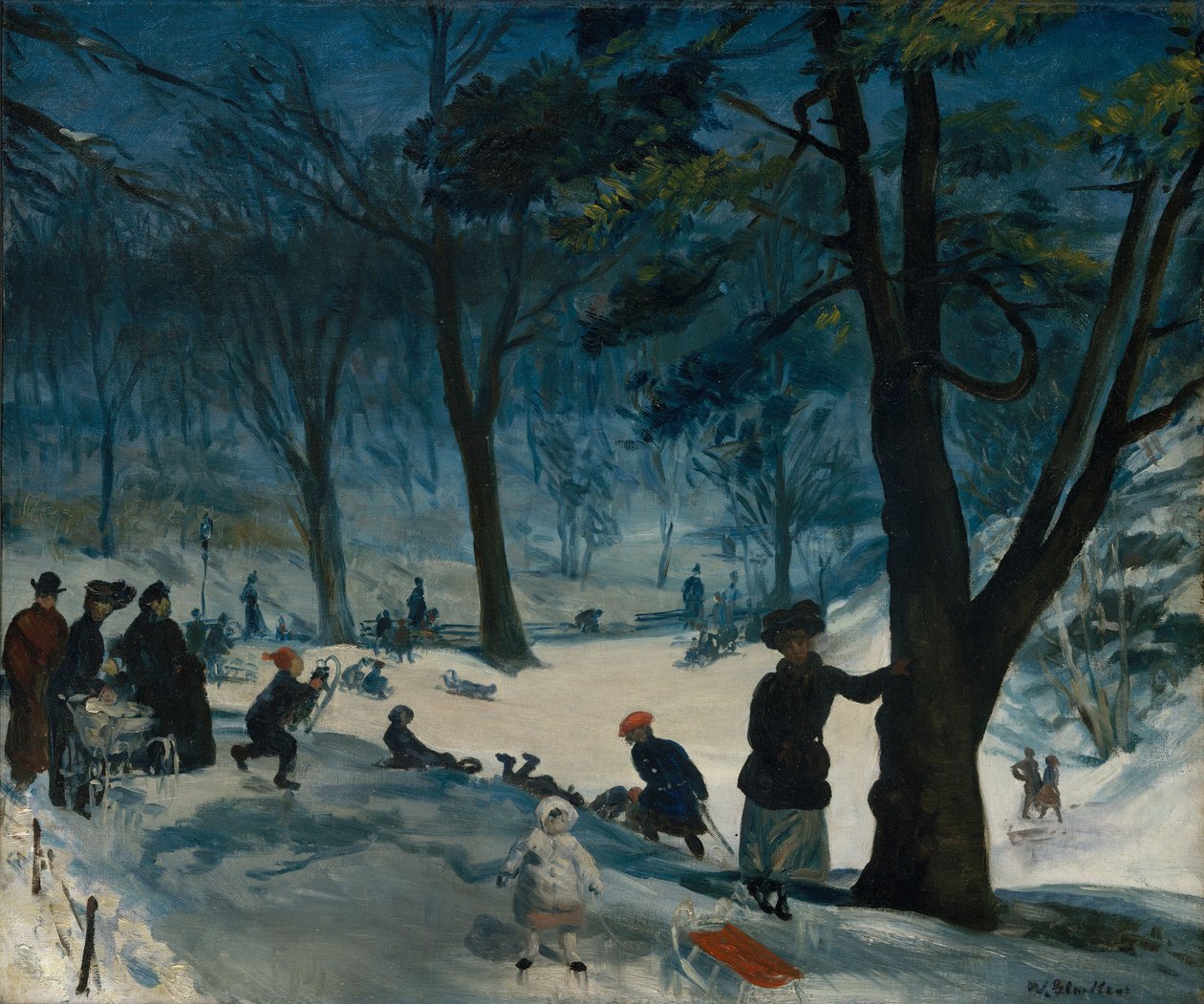 Central Park, tél, 1905 körül alkotó: William James Glackens