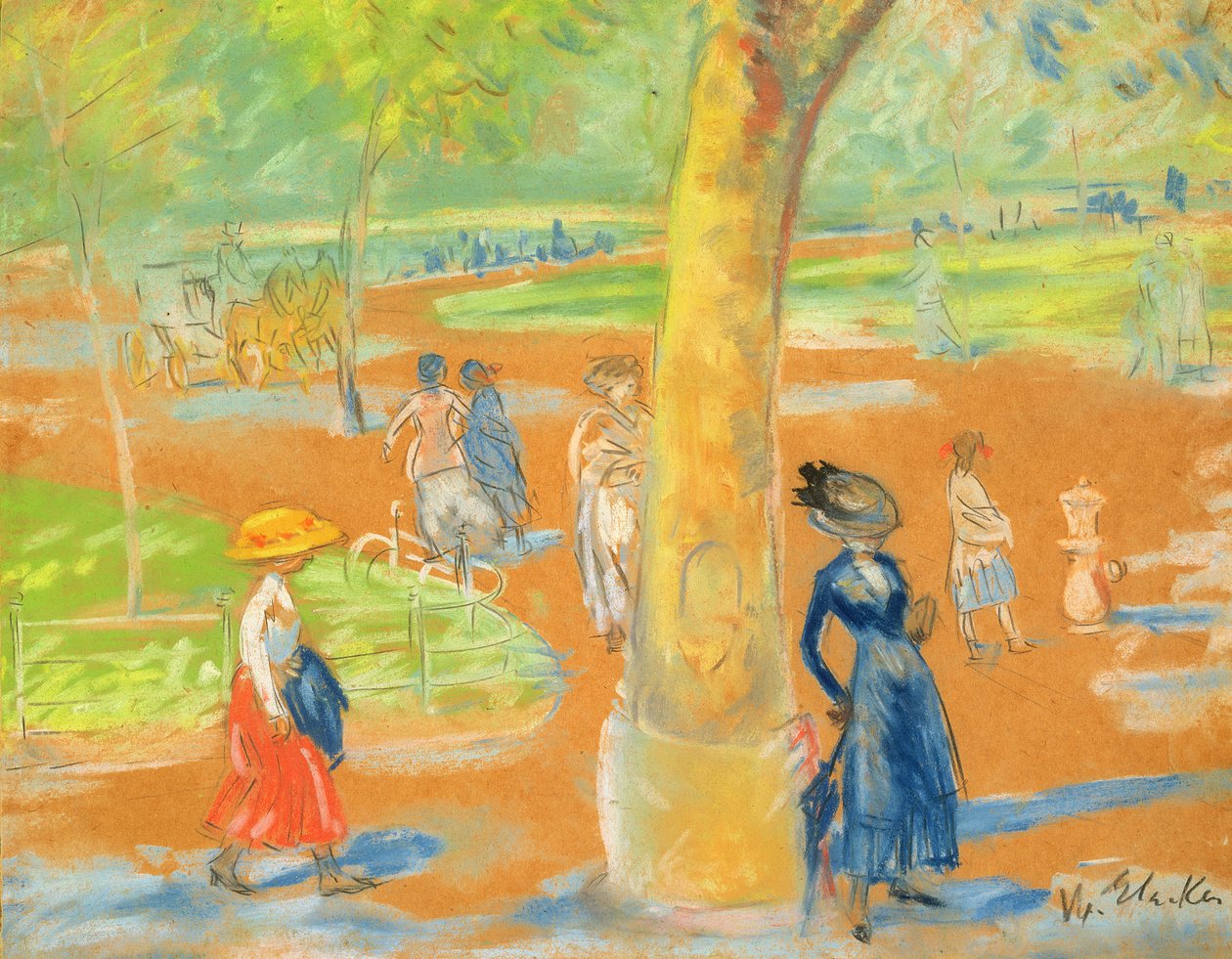 Park (Kék ruhás nő a fa alatt) alkotó: William James Glackens