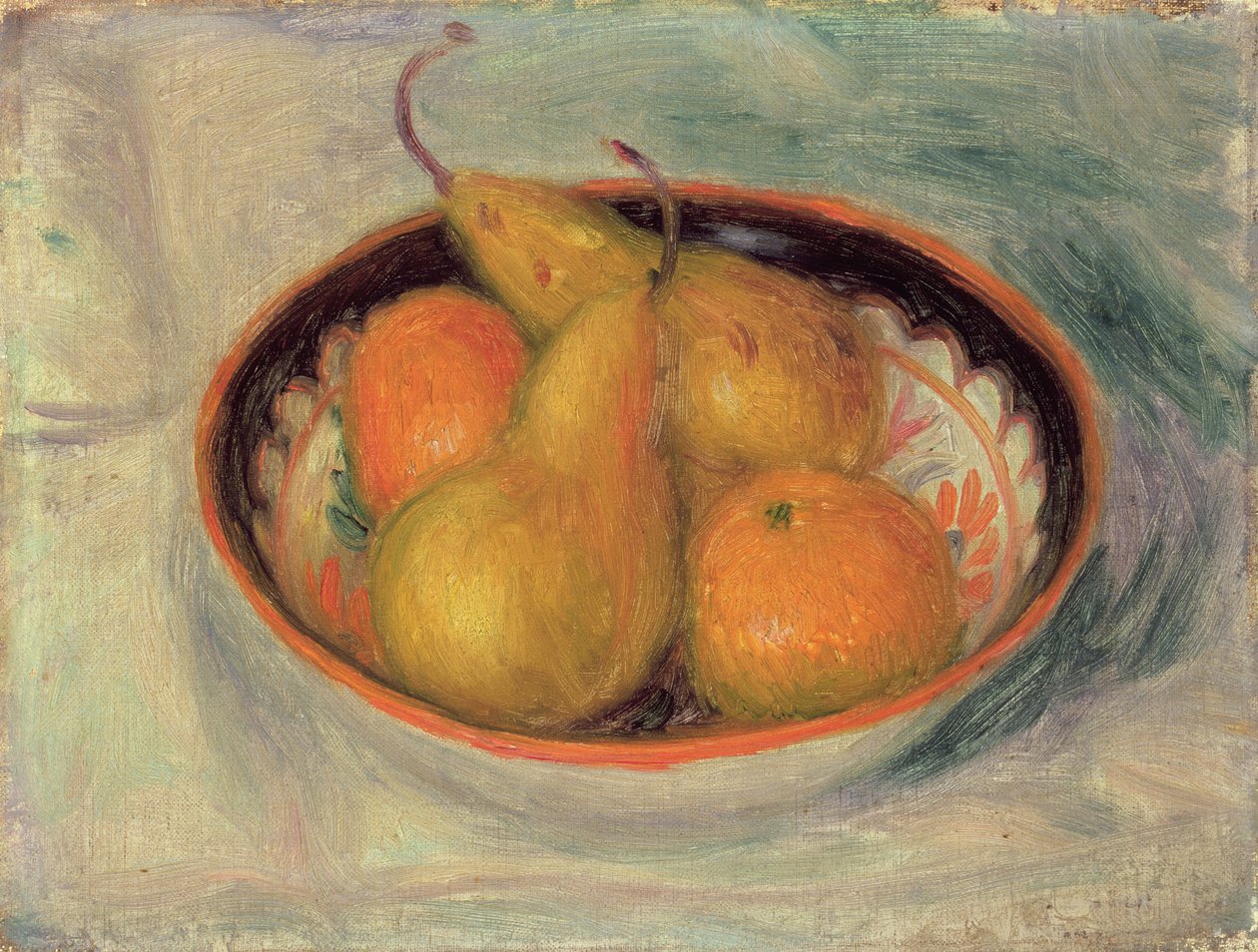 Körte és narancs egy tálban, 1915 alkotó: William James Glackens