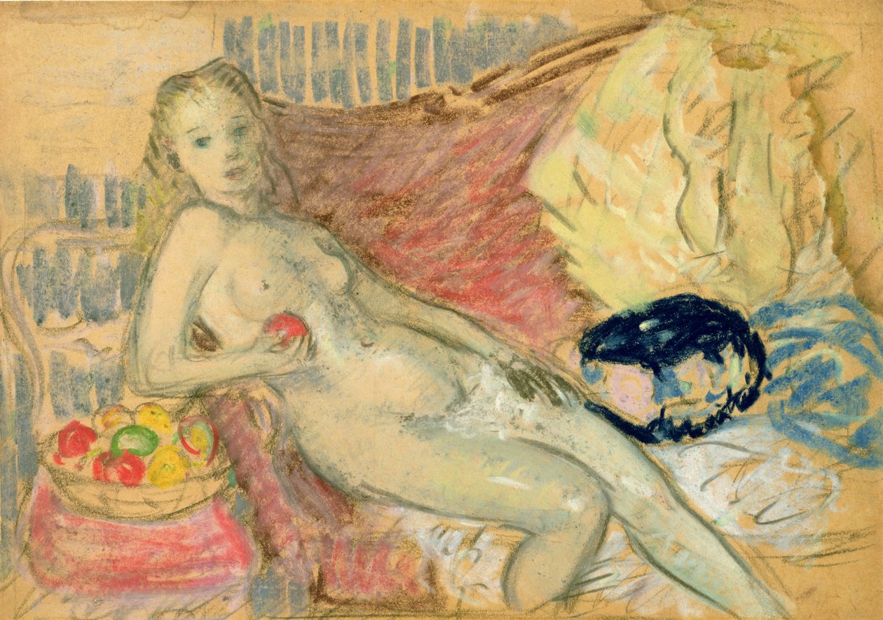 Tanulmány a Nude-hoz az Apple-lel alkotó: William James Glackens