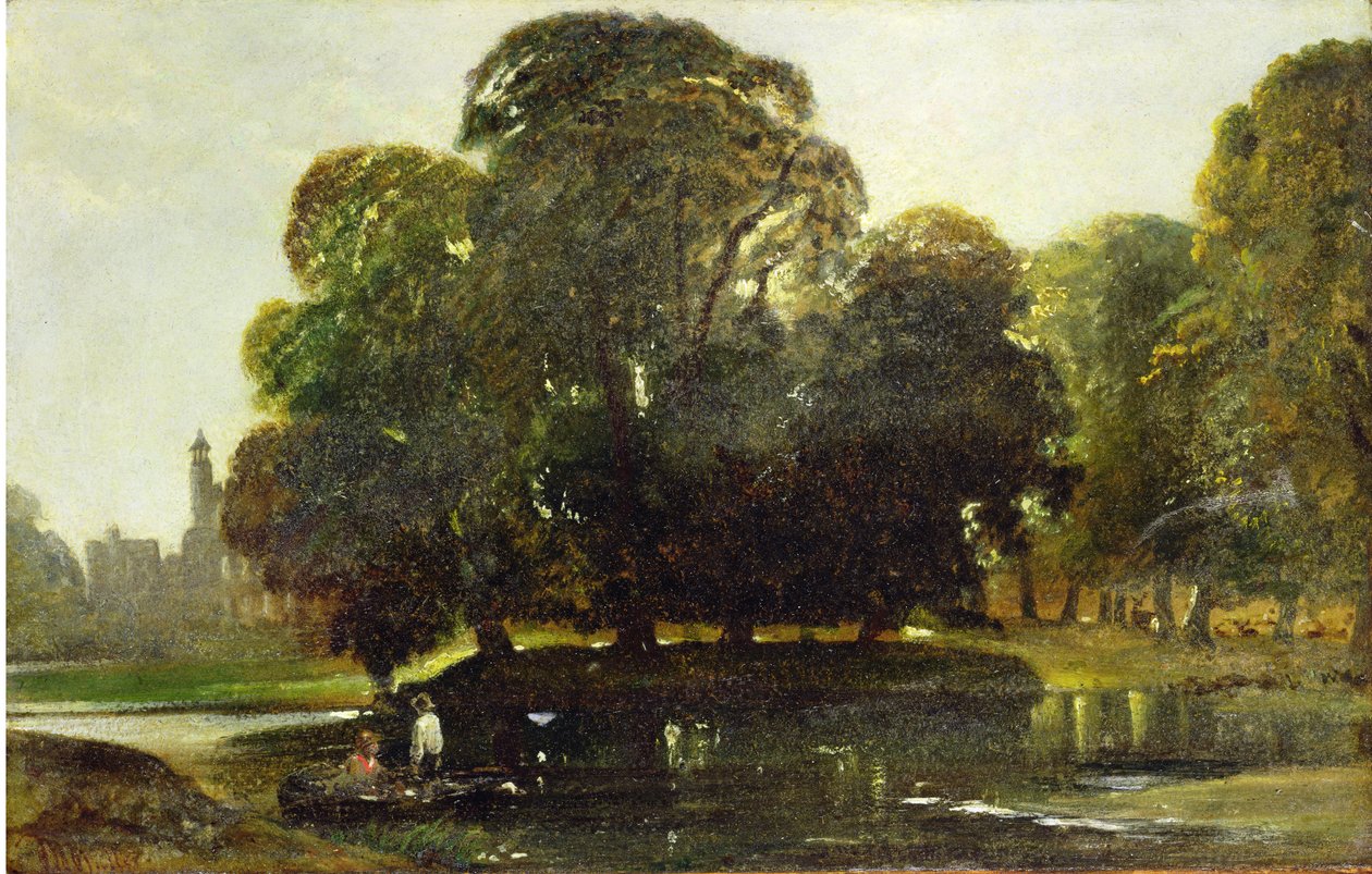 Eton és a Fellows Eyot képe, 1835-45 körül (olaj, papír a panelen) alkotó: William James Muller