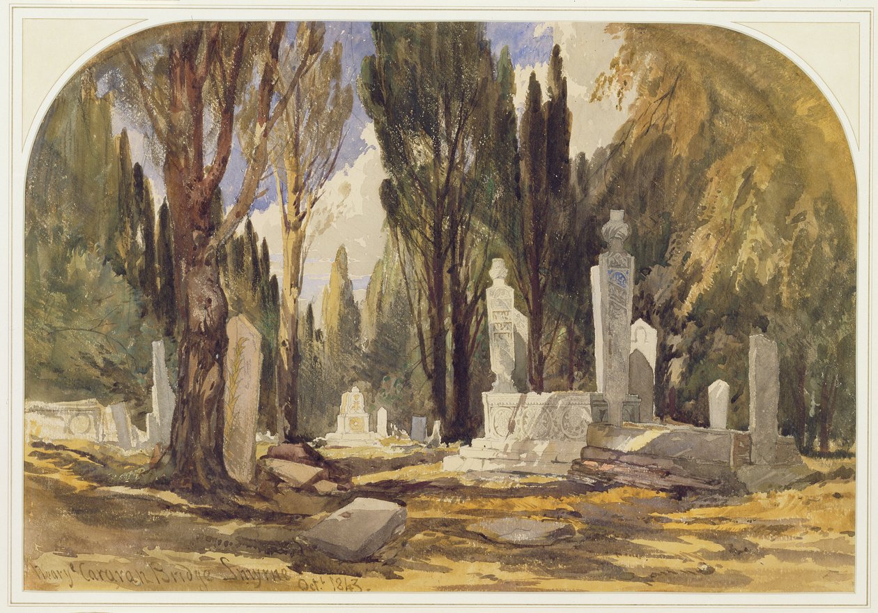A Karaván-híd közelében, Smyrna, 1843 (wc grafit felett) alkotó: William James Muller