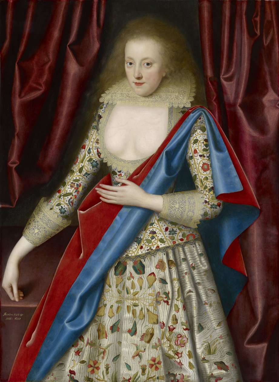 Maszkoló ruhás hölgy portréja, esetleg Jane, Lady Thornhagh alkotó: William Larkin