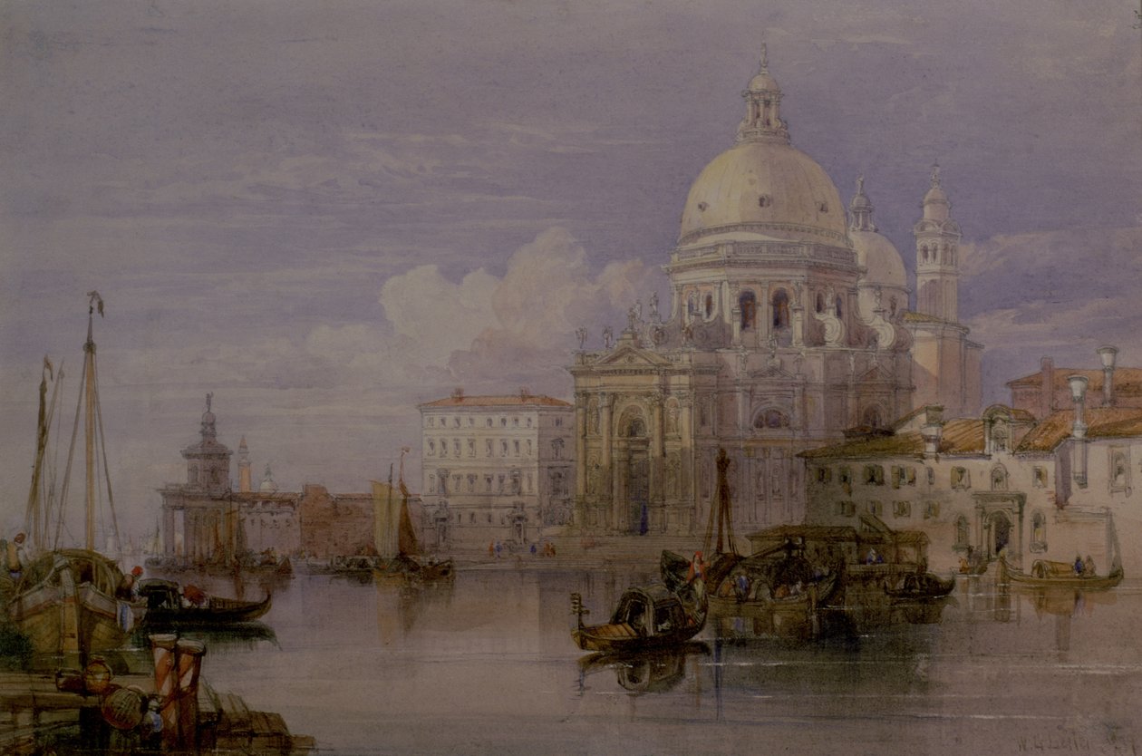 Santa Maria della Salute a Grand Canal-ból, Velence, 19. század (akvarell) alkotó: William Leighton Leitch