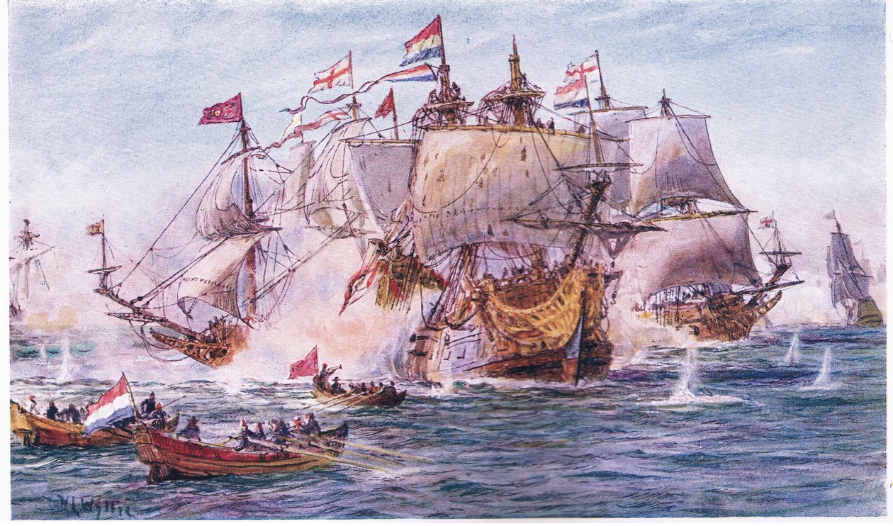 Blake és Tromp korszaka a holland háborúkban, 1915 alkotó: William Lionel Wyllie
