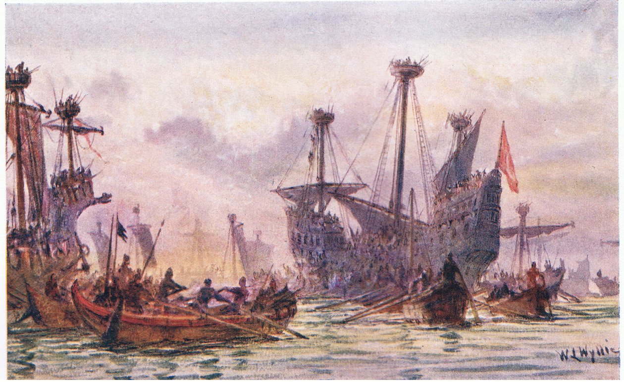I. Richárd akcióban a Saracen hajóval, 1915 alkotó: William Lionel Wyllie