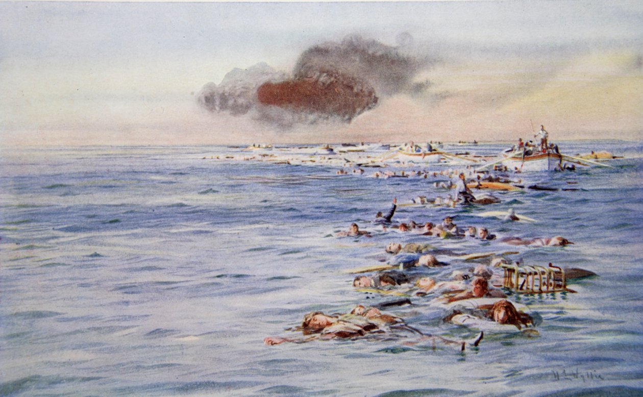 A Lusitania katasztrófa utóélete alkotó: William Lionel Wyllie