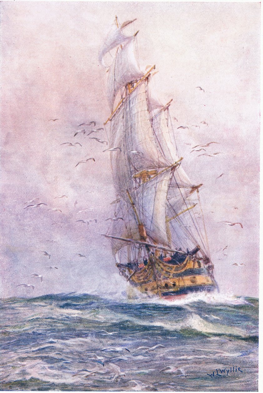 A „Foudroyant”, Nelson egyik régi hajója, 1915 alkotó: William Lionel Wyllie