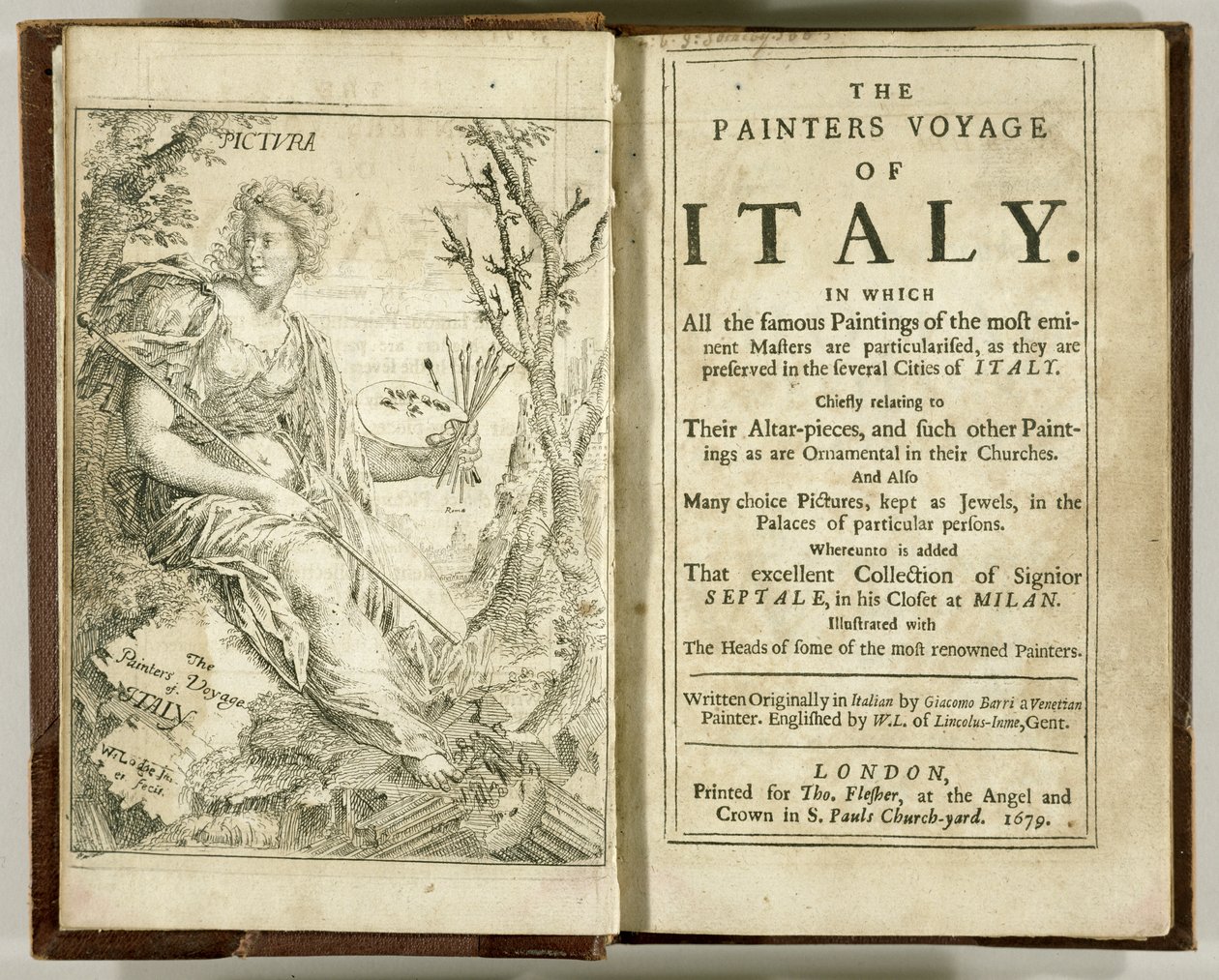 Címlap a The Painters Voyage of Italy... című filmből, Giacomo Barri, 1679 alkotó: William Lodge