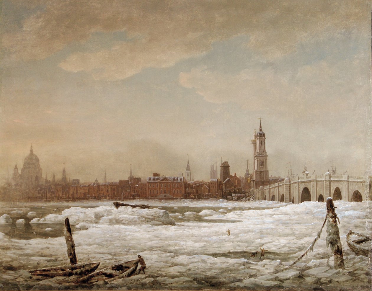 London Bridge az 1776-os nagy fagyban, 1776 alkotó: William Marlow