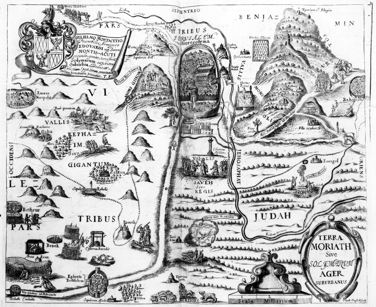 Izrael térképe Thomas Fuller „A Pisgah-sight of Palestine” című művéből, 1650 alkotó: William Marshall