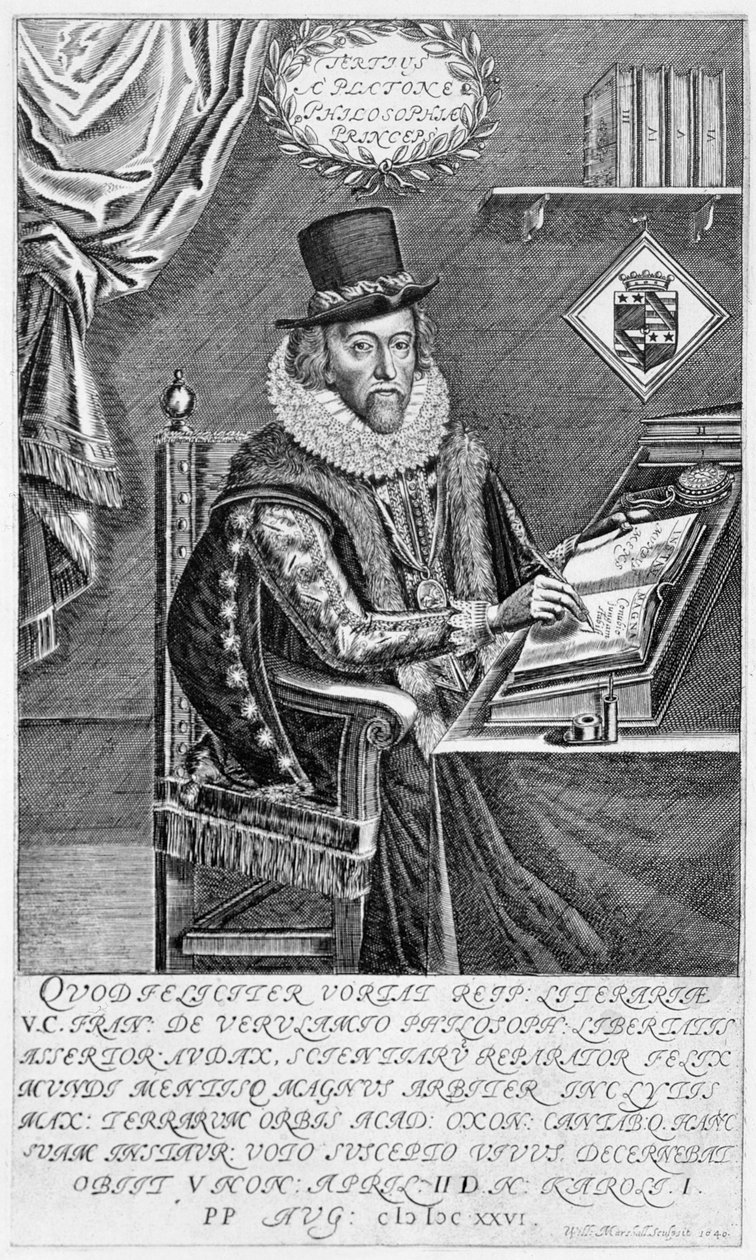 Francis Bacon (1561-1626) portréja, St. Albans vikomtja íróasztalánál ír, 1640 alkotó: William Marshall