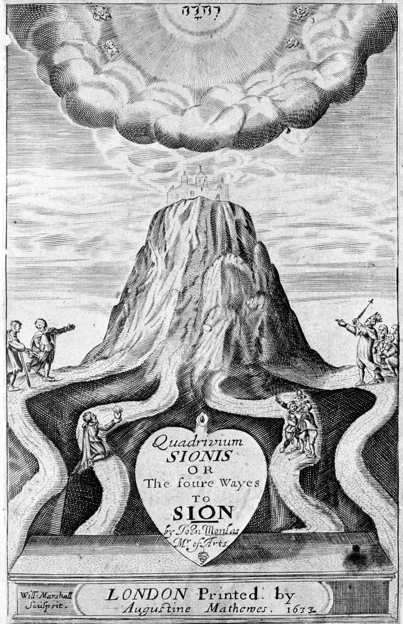 Címlap a „Quadrivium Sionis vagy a négy út Sionba” címlapjához, John Monlas, 1633 alkotó: William Marshall