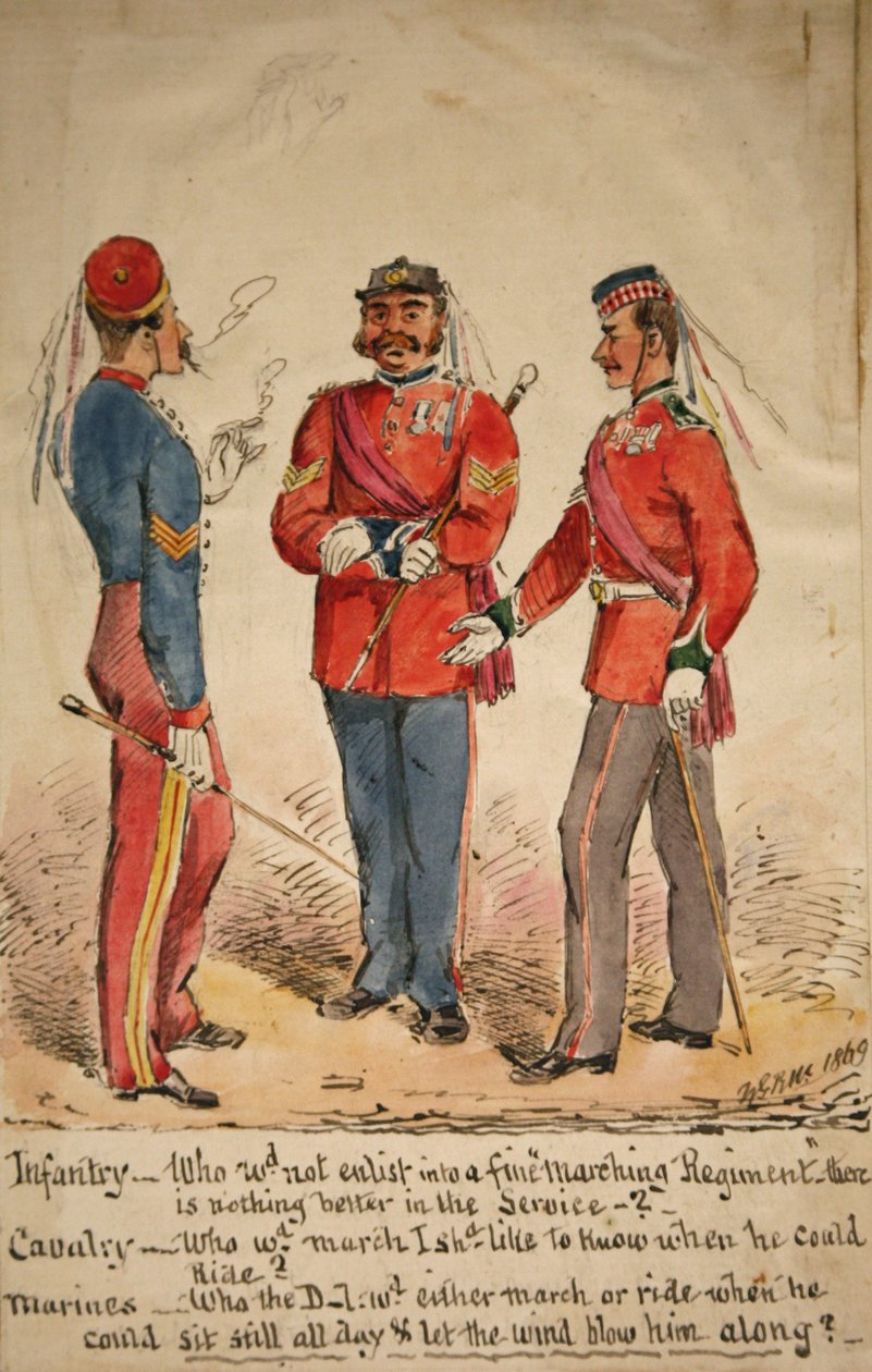 Gyalogság, lovasság és tengerészgyalogság megbeszélése, 1869 alkotó: William Masters