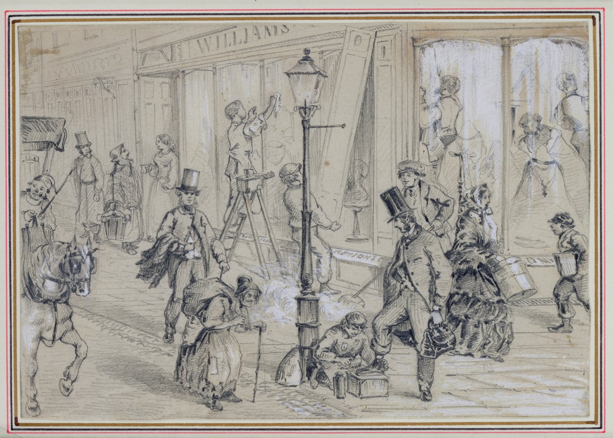 London utcai jelenet, illusztráció a „Twice Round the Clock” című művéhez, George Augustus Sala (1828-96) 1859 alkotó: William McConnell